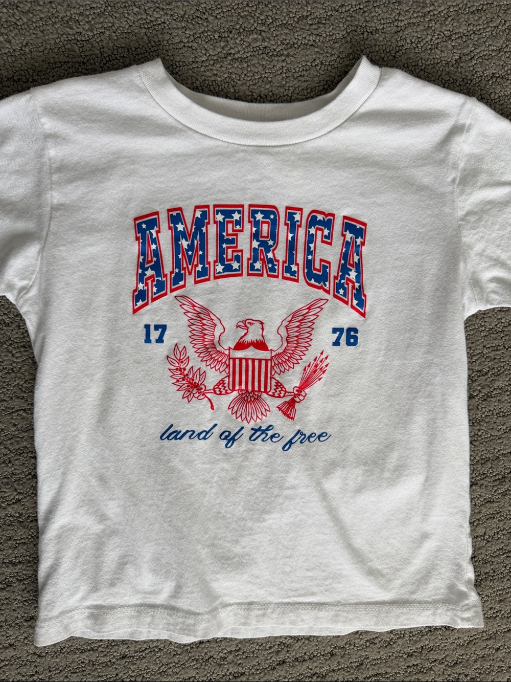 Kids' White "America" Graphic Tee - Patriotic Eagle Design